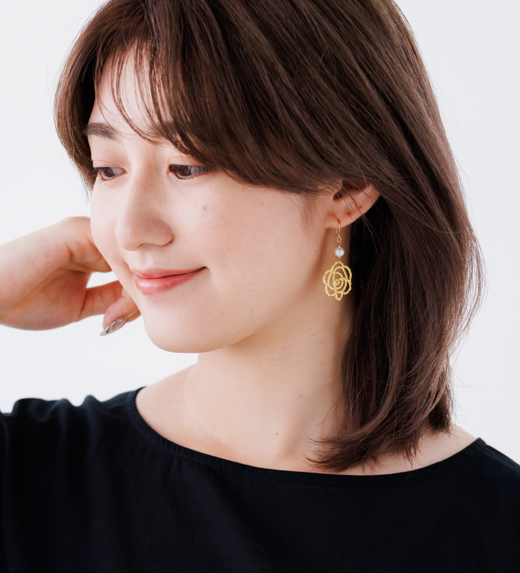 金箔｜エーデル 　淡水真珠　ピアス